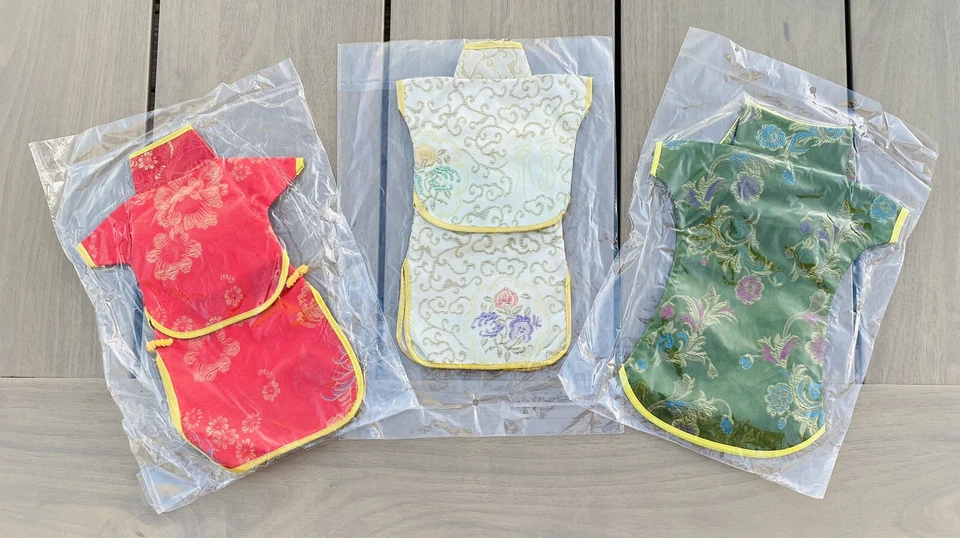 Lote de 3 fundas para botellas de vino con diseño de vestido kimono, rojo, dorado y verde Foto 2 de 2