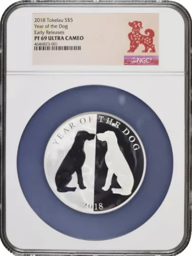 2018 $5 Tokelau Proof Year Of The Dog 1 oz .999 Silver NGC PF69 ER