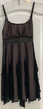 Rachael & Chloe Party Cocktail Dress Size M Brown Lined Ruffles 193