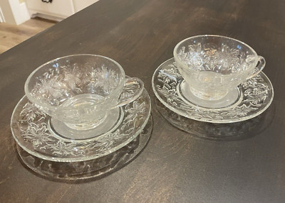 Princess House Fantasia Tea Coffee Cup & Saucer Set (2) Four Pieces B103