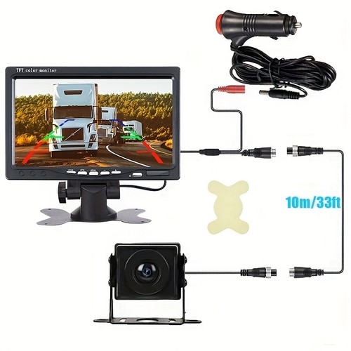 Vehicle Truck Parking Assistance System 7" LCD Monitor Backup Rear View Camera - Picture 8 of 18
