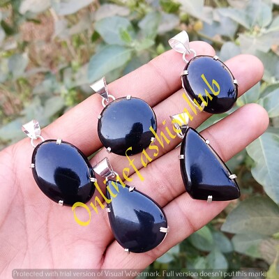 New Sale Black Onyx Gemstone 925 Sterling Silver Plated Handmade Design Pendants