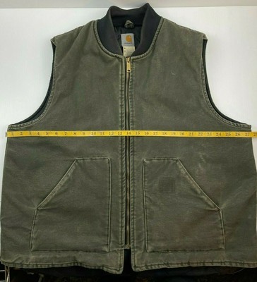 Vintage Carhartt Duck Vest Insulated Quilt Lined Moss Green V02 MOS Size XXL
