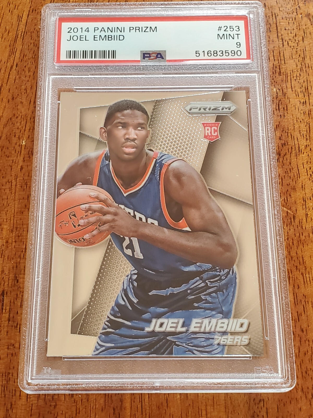 2014-15 PRIZM JOEL EMBIID (ROOKIE) #253 PHILADELPHIA 76ERS PSA 9 LOW POP