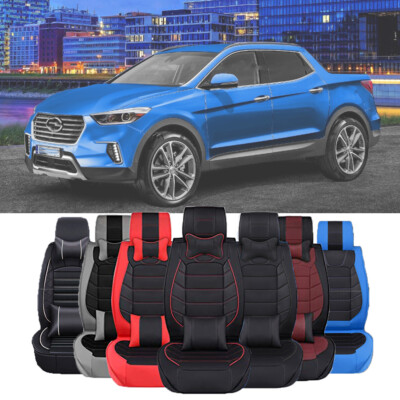 Deluxe PU Leather Car Seat Covers 2/5-Seat Full Set Cushion For Hyundai Santa Fe