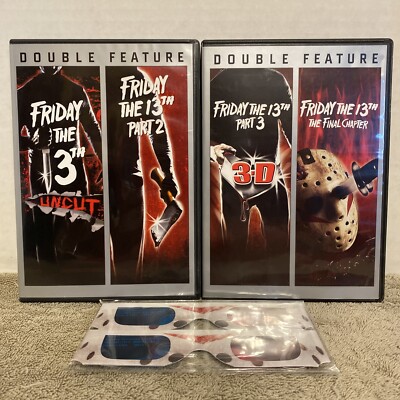 Friday the 13th Uncut Part II 2 III 3 Final Chapter DVD w/ Glasses Horror Lot
