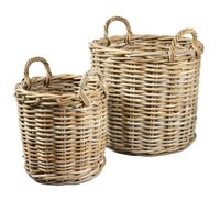 Korb Aus Rattan, Aufwendig Geflochtener Korb, Ca. 45 X 40 Cm, Natur