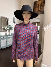Hunter Bell NY Mock Neck Connor Top-Ikat Rouge Size L MSRP $275