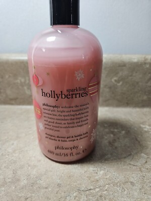 Philosophy SPARKLING HOLLYBERRIES shower Gel, Shampoo & BB 16oz Sealed New