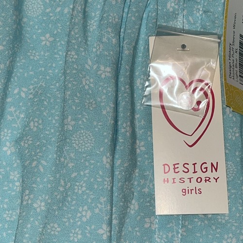 Design History Girls Lt Blue Short Sleeve Blouse XL Youth Montana Puff Sleeve - Picture 3 of 5
