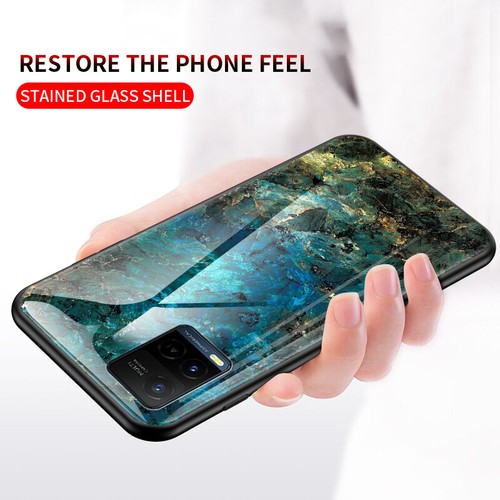 For VIVO Y17 Y12 Y20S Y33S Y21S Y11S Marble Tempered Glass Shockproof Case Cover - Picture 6 of 15