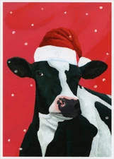Cow in Santa Hat Scott Church Allport Editions Christmas Card