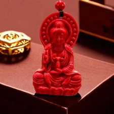 Cinnabar Guanyin Pendant Red Luxury Charm Accessories Jewelry Men Stone Chinese