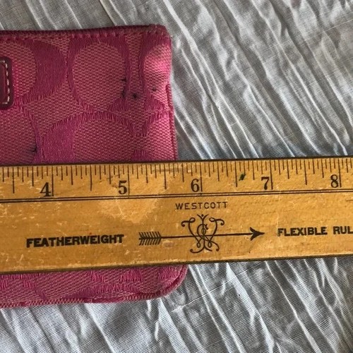 COACH signature logo pink on pink wristlet wallet canvas & leather accents - Picture 11 of 11