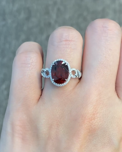 Oval 4.95 Ct Natural Red Garnet Diamond Bridal Wedding Ring Solid 950 Platinum 7 - Video 1 of 1