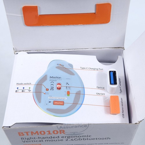 MEETION Ergonomic Wireless Vertical Mouse Backlit Rechargeable Bluetooth BTM010R - Picture 6 of 6
