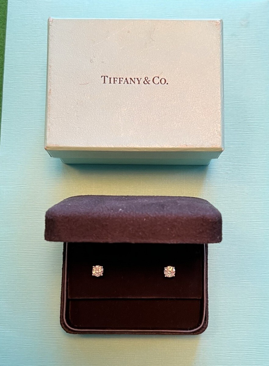 RRP £20,000 TIFFANY & CO PLATINUM 1.40 CT DIAMOND SOLITAIRE STUD EARRINGS PAIR image 5