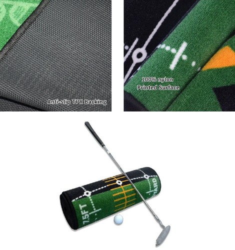 3 Metre - Golf Putting Mat Practice Portable Indoor Outdoor Putter Trainer Green - Foto 3 di 15
