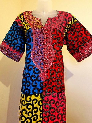 Women Ankara Dress Gown with Embroidery 