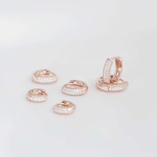 Rosa Oro En Plata de Ley 3mm Banda Pave Cz Huggie Pendientes Pequeños Aro 10mm - Imagen 4 de 9