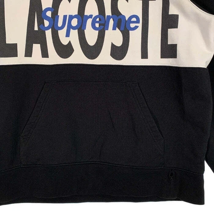 Felpa con cappuccio Supreme 19AW LACOSTE logo pannello pullover felpa usata