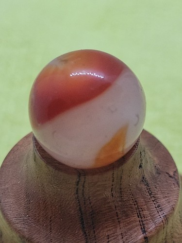 A76~Vintage Akro Agate Prizename Corkscrew Silver Carnelian 19/33" Mint Marble - Picture 7 of 12