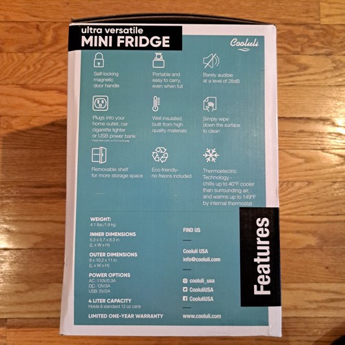 Cooluli Classic 4 Liter Portable Compact Multipurpose Cooler Mini Fridge, New - Picture 3 of 5