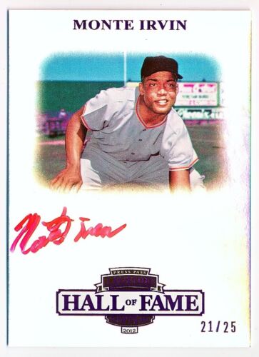 2012 Press Pass Legends Hall of Fame Monte Irvin Purple Red Ink Auto #LG-MI /25 - Picture 1 of 2
