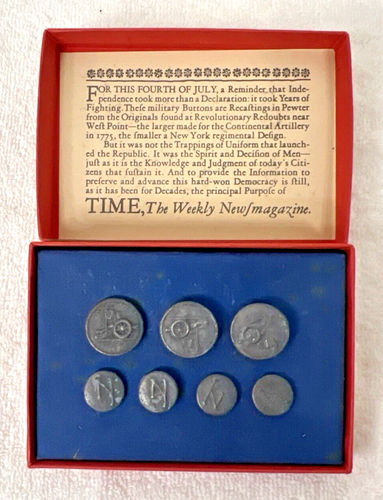 Time Magazine Thefe Military Buttons Pewter Reproduction Buttons Original Box - 第 1/7 張圖片