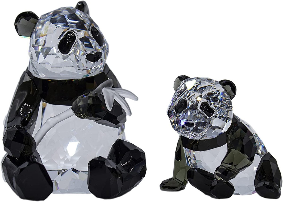 Yienate Collana Panda di Cristallo Girocollo Argento Collana di Cristallo Cuore Giallo Collana Pendente Orso Panda Catena Cuore Collana d'Amore Collana di Animali Simpatici Gioielli per Donne