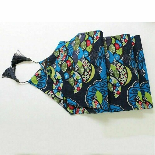 Japanese Print Table Runner Tassel Edge Desk Decoration Chinese Tablecloths Blue - Picture 14 of 14
