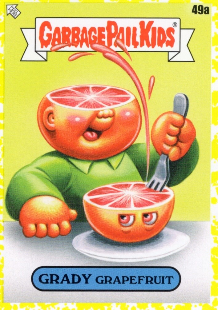 2021 Topps Garbage Pail Kids Food Fight Yellow #49a Grady Grapefruit front