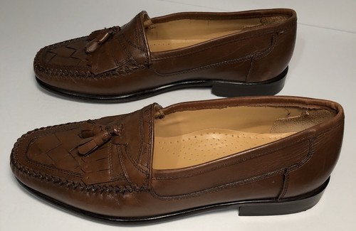 Giorgio Brutini Le Glove HandCrafted Kiltie Tassel Loafers Shoes 8 1/2 Brown EUC - Picture 6 of 10