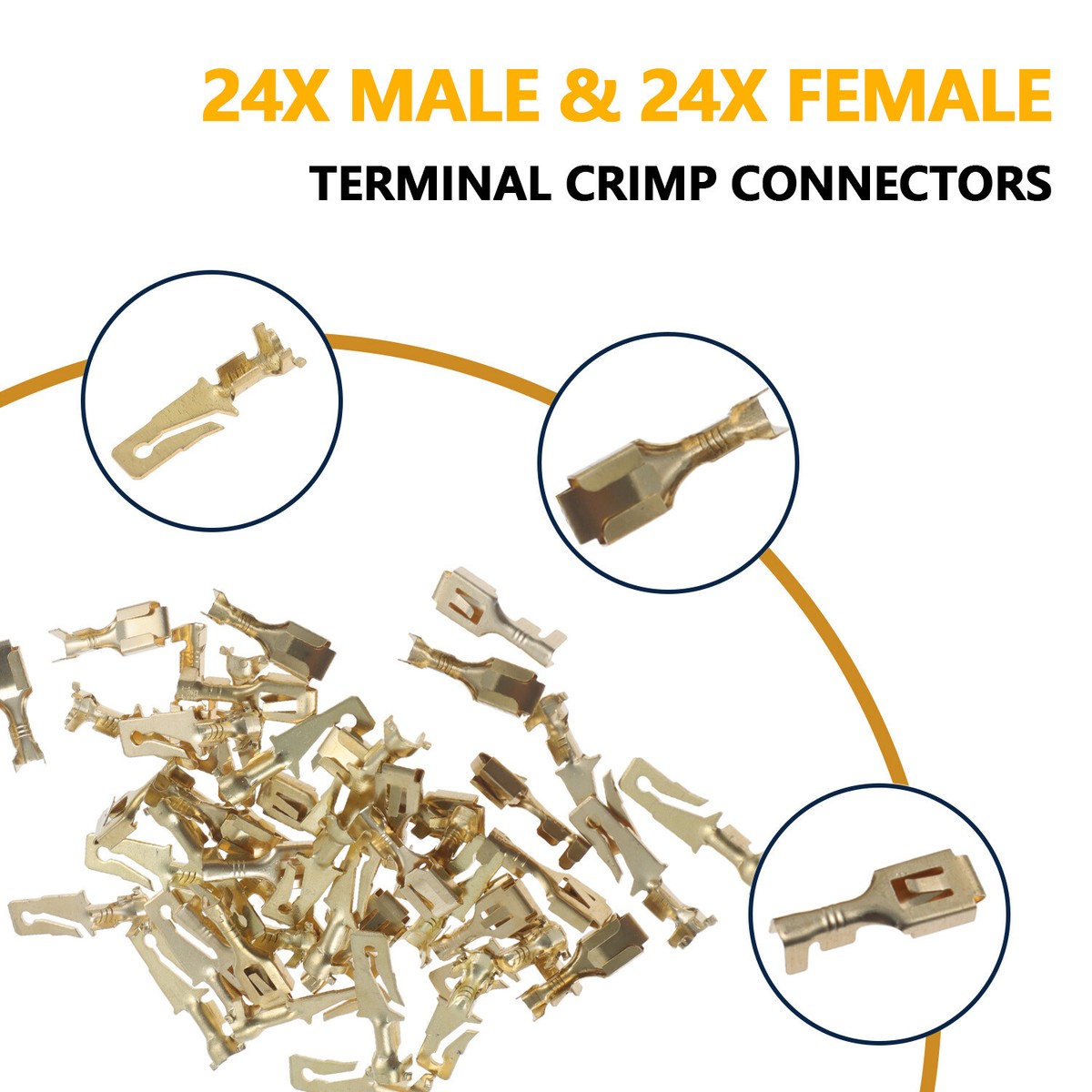 48pcs Male & Female 14-16 AWG Gauge Wiring Harness Terminal Crimp Connectors USA - Foto 4