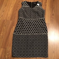 NWT Tweed The Limited Black White Polka Dot Striped Sleeveless Sheath Dress sz 2