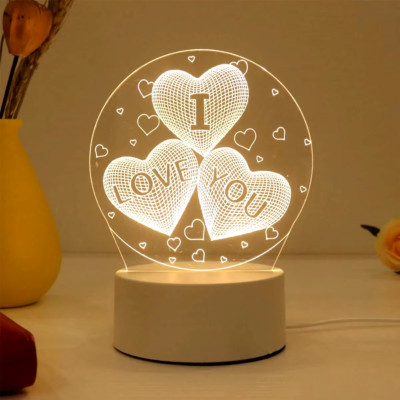 1Pc Night Light Creative Acrylic Bedroom Bedside LED Table Lamp Holiday Event Gi