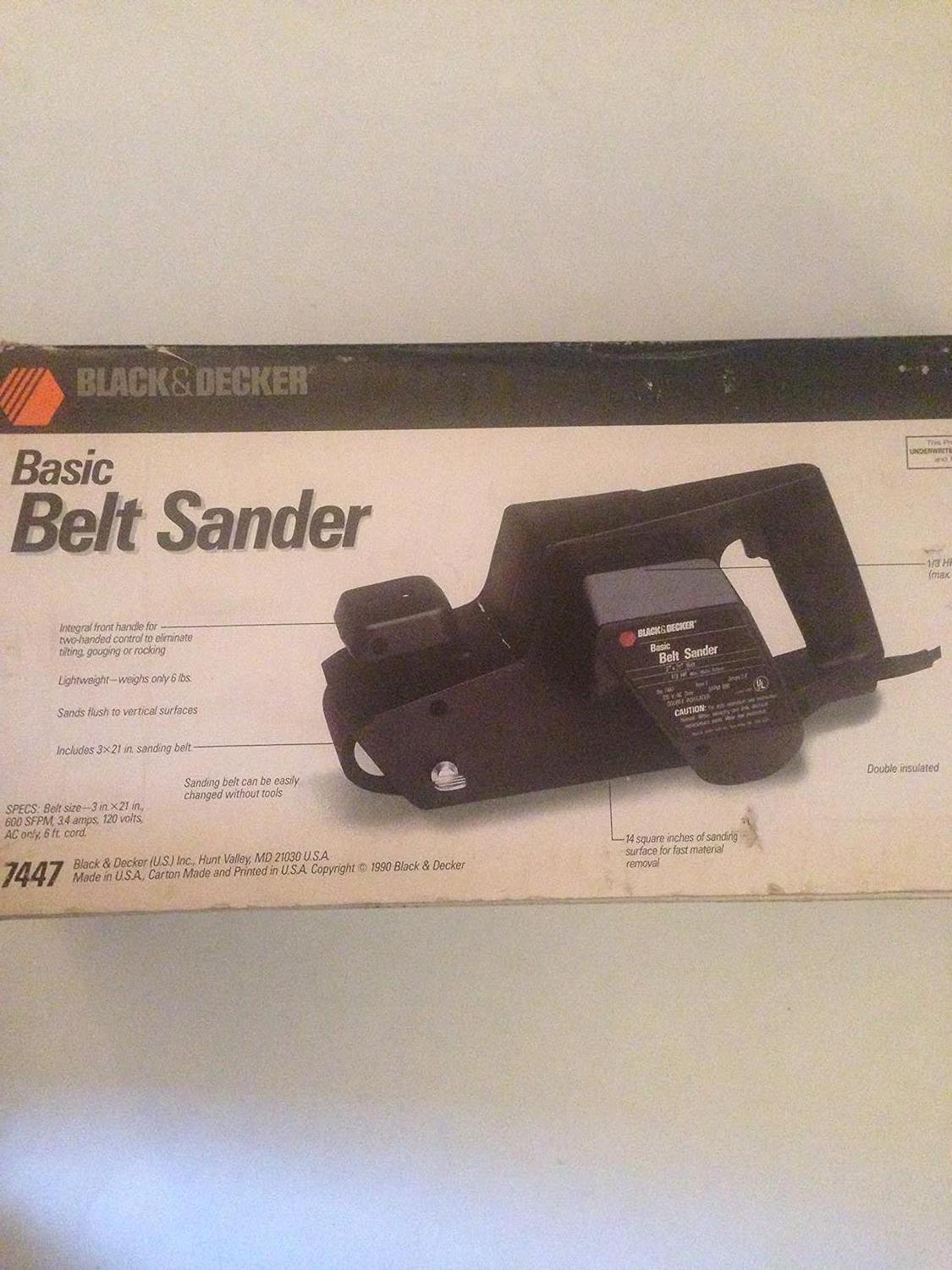 Black & Decker Basic Belt Sander Model 7447, 3x21 in. Belt, 1/3 HP