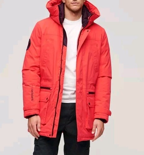 Superdry Men's SIZE M City Padded Parka Jacket Sunset RED NEW (RRP $340) $127 - Picture 3 of 5