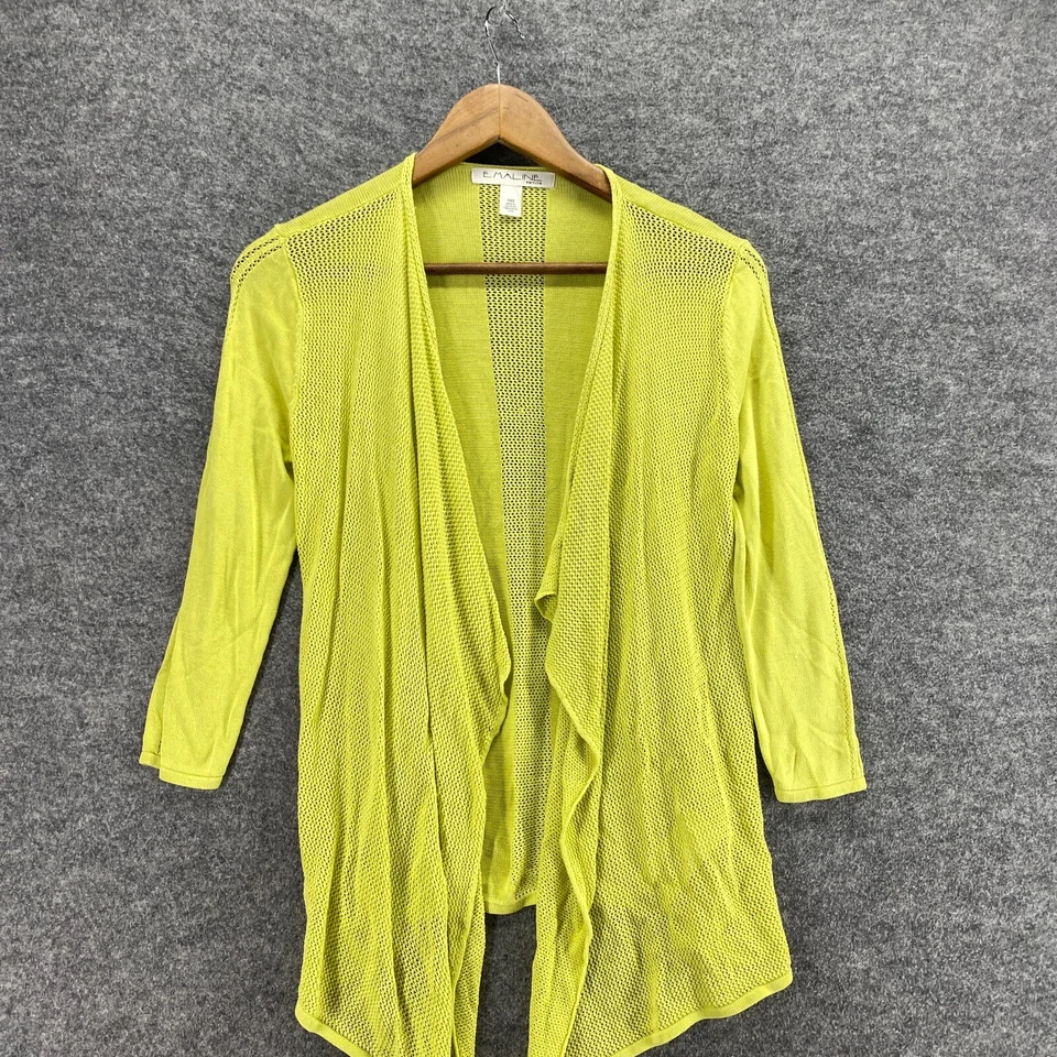 Emaline Cardigan Women PXS Petite Yellow Open Front Long Sleeve Knit Casual - Image 3 of 4