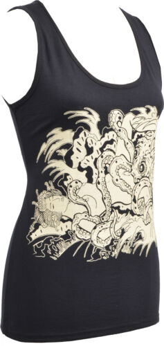 LADIES BLACK TANK TOP FISHERMAN'S WIFE OCTOPUS JAPANESE TATTOO GEISHA S-2XL - Picture 2 of 4