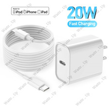 For iPhone 14 13 12 11 Pro Max XR 8 iPad 20W USB C Fast Charger Adapter PD Cable