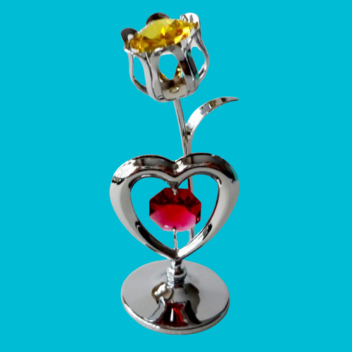 Adorno de cristal de tulipán y corazón Crystocraft con elementos Swarovski regalo en caja - Imagen 5 de 7