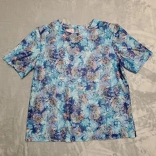 Vintage California Looks Top Womens 14W Blue Paisley Boho Y2K 90s Made in USA