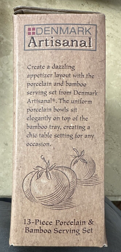 DINAMARCA ARTESANAL - Juego de servir 13 piezas de porcelana y bambú - Imagen 3 de 4