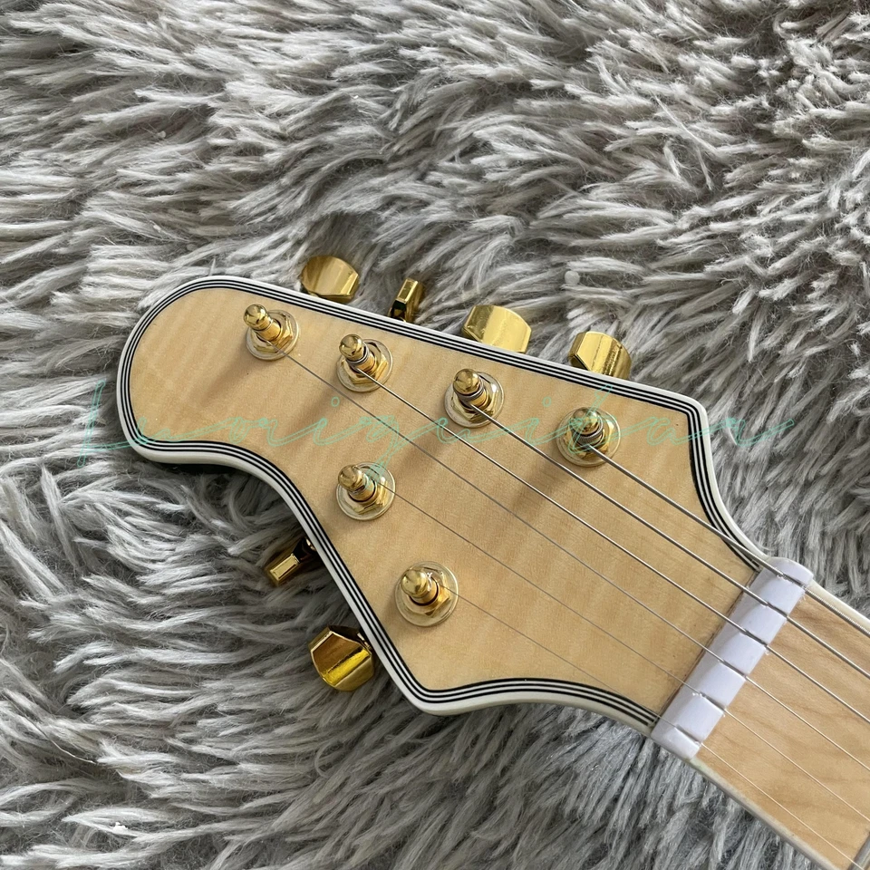 Left Handed Green Musician Electric Guitar HH Pickups Maple Fretboard Gold Parts - Image 4 of 4