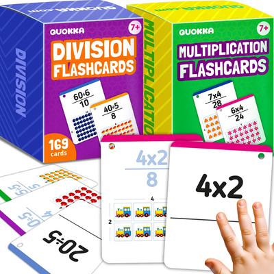 QUOKKA Multiplication & Division Flash Cards Set for Kids Ages 4-8   338 Jumbo M