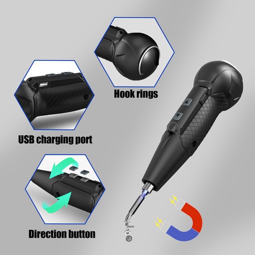 Electric Screwdriver 3.7V Rechargeable & Cordless Mini Screwdriver Magnetic Bits - Picture 3 of 9
