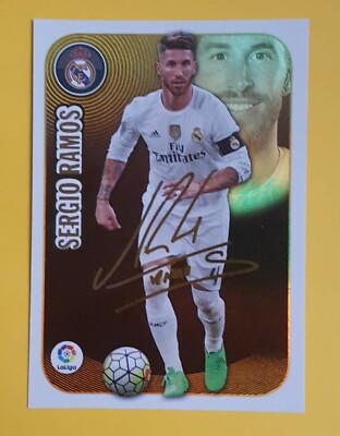 STICKER-SERIE ORO-SERGIO RAMOS Nº 15-AUTOGRAPH SIGNED-EDICIONES ESTE 2016-2017