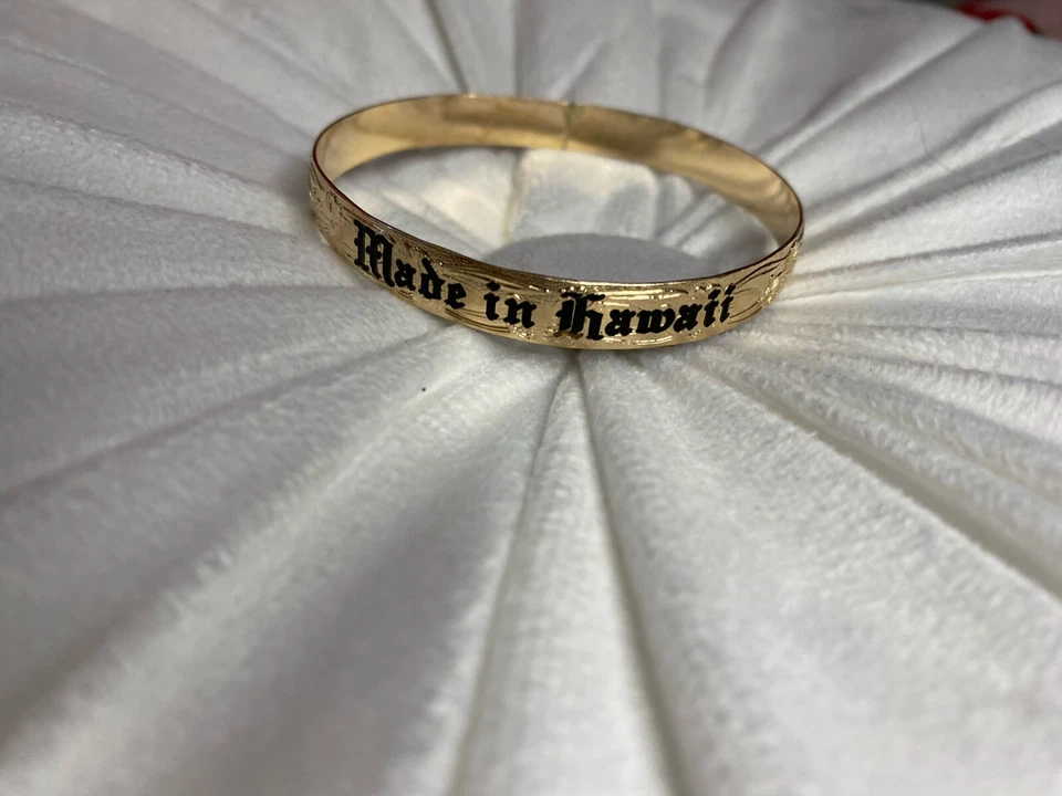 Custom 8mm Hawaiian Heirloom Bracelet Gold Engraved Pre-owned Gold Vermeil  - Image 3 of 4