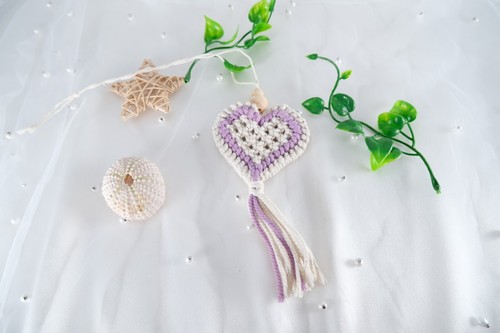 Macrame Heart Car Charm Boho Car Accessory Macrame Car Decor Car Hanging USA - Picture 8 of 12